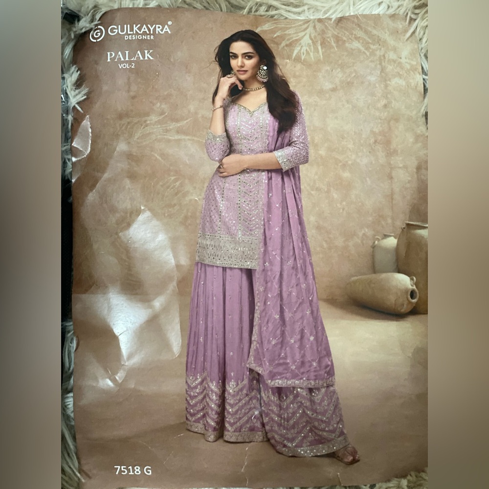 Gulkayra Designer Lilac Embroidered Suit
